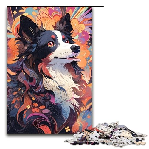 Puzzle 1000 Teile für Erwachsene Border Collie Puzzle Wanddekoration Trainieren Sie Ihr Gehirn und Ihre Hände für Jugendliche ab 14 Jahren Größe 50x75 cm von KJYMNC