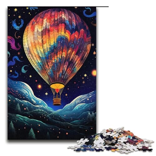 Puzzle 1000 Teile für Erwachsene Bunte Heißluftballons Puzzle für Erwachsene aus Pappe, Familienspaß, Größe 38 x 26 cm von KJYMNC