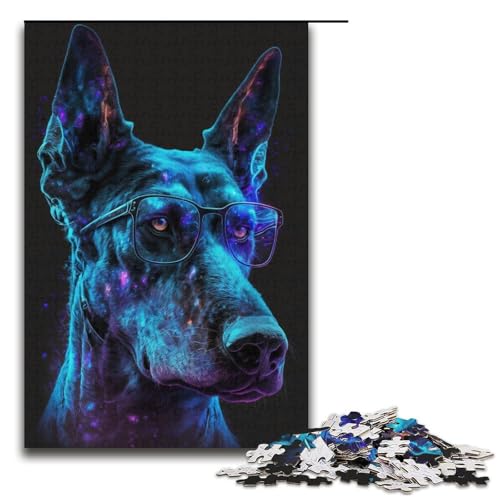 Puzzle 1000 Teile für Erwachsene Dobermann-Pinscher-Puzzle, tolles Geschenk für Spiele, Größe 38 x 26 cm von KJYMNC