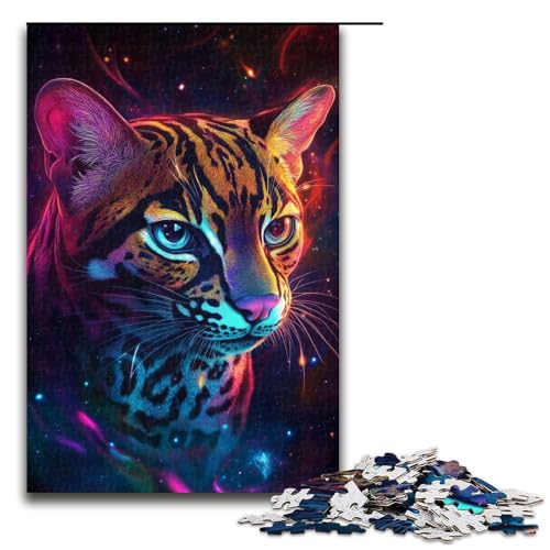 Puzzle 1000 Teile für Erwachsene Galaxy Ocelot Puzzle Tolles Geschenk für Spiele Größe 50x75 cm von KJYMNC