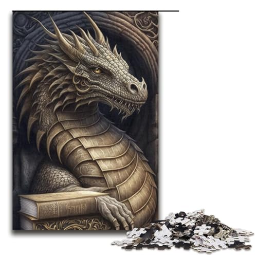 Puzzle 1000 Teile für Erwachsene Goldener Fliegender Drache Puzzle Wanddekoration Trainieren Sie Ihr Gehirn und Ihre Hände für Jugendliche ab 14 Jahren Größe 38x26 cm von KJYMNC
