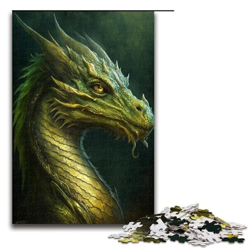 Puzzle 1000 Teile für Erwachsene Grüner Drache Puzzle Familienspaß Spiele Ganze Familie Größe 50x75 cm von KJYMNC