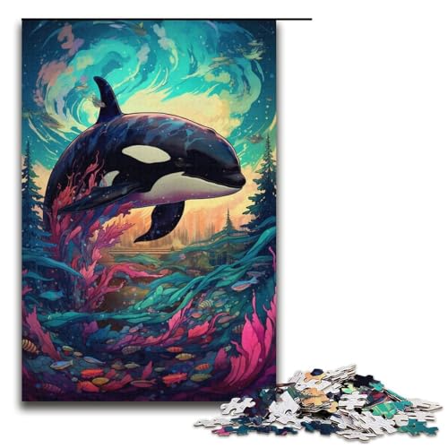 Puzzle 1000 Teile für Erwachsene Killerwal-Puzzle Familienspaß-Spiele Ganze Familie Größe 38x26 cm von KJYMNC