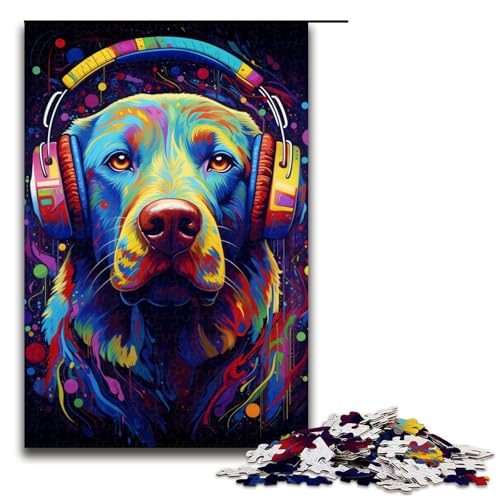 Puzzle 1000 Teile für Erwachsene Labrador-Kopfhörer-Puzzle Wanddekoration Trainieren Sie Ihr Gehirn und Ihre Hände für Jugendliche ab 14 Jahren Größe 50x75 cm von KJYMNC