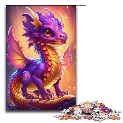 Puzzle 1000 Teile für Erwachsene Lila Drache Puzzle Familienspaß Spiele Ganze Familie Größe 38x26 cm von KJYMNC