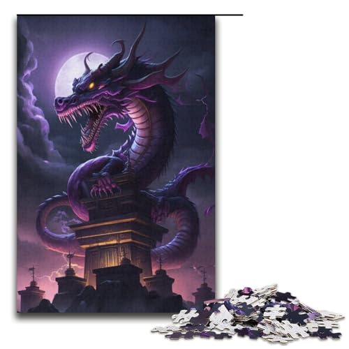 Puzzle 1000 Teile für Erwachsene Lila Fliegender Drache Puzzle für Erwachsene aus Pappe, Familienspaß, Größe 38 x 26 cm Puzzle 1000 Teile für Erwachsene Lila Fliegender Drache Puzzle für Erwachsene aus Pappe, Familienspaß, Größe 38 x 26 cm von KJYMNC