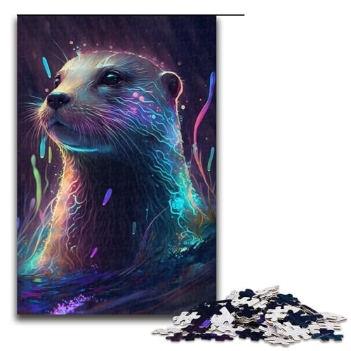 Puzzle 1000 Teile für Erwachsene Otter-Malerei-Puzzle Familienspaß-Spiele ganze Familie Größe 50x75 cm von KJYMNC