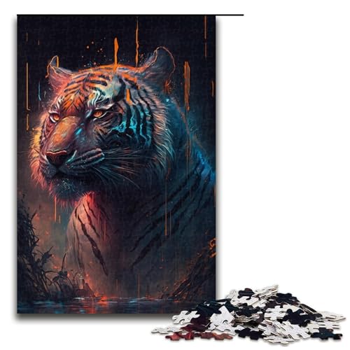 Puzzle 1000 Teile für Erwachsene Tiger-Puzzle Familienspaß-Spiele ganze Familie Größe 50x75 cm von KJYMNC