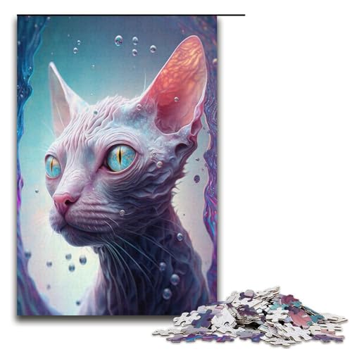 Puzzle 1000 Teile für Erwachsene und Kinder, Unterwasser-Haarlose Katze, Puzzle für Erwachsene, Papppuzzle, Geschenke, Größe 38 x 26 cm Puzzle 1000 Teile für Erwachsene und Kinder, Unterwasser-Haarlose Katze, Puzzle für Erwachsene, Papppuzzle, Geschenke, Größe 38 x 26 cm von KJYMNC