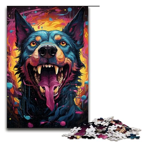 Puzzle 1000 Teile für Erwachsene und Kinder, farbenfrohe Kunst, Psychedelischer Hund, Puzzle für Erwachsene, Holzpuzzle, Geschenke, Größe 50 x 75 cm Puzzle 1000 Teile für Erwachsene und Kinder, farbenfrohe Kunst, Psychedelischer Hund, Puzzle für Erwachsene, Holzpuzzle, Geschenke, Größe 50 x 75 cm von KJYMNC