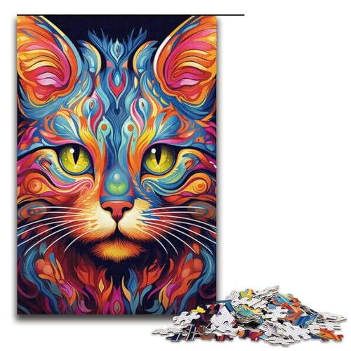 Puzzle 1000 Teile für Erwachsene und Kinder ColorfulCat Puzzles für Erwachsene, Papppuzzles, Geschenke, Größe 38 x 26 cm von KJYMNC