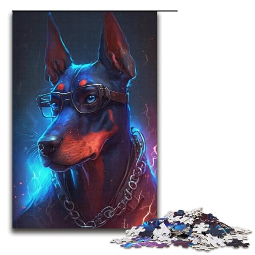 Puzzle 1000 Teile für Erwachsene und Kinder Dobermann-Pinscher-Puzzle für Erwachsene, Papppuzzle, Geschenke, Größe 38 x 26 cm von KJYMNC