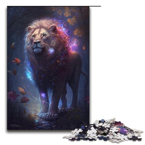 Puzzle 1000 Teile für Erwachsene und Kinder Löwe-Blumen-Galaxie-Puzzle für Erwachsene, Papppuzzle, Geschenke, Größe 38 x 26 cm von KJYMNC