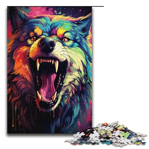 Puzzle für Erwachsene, 1000 Farbgemälde, Wolf-Puzzle für Kinder, Papppuzzle, Heimdekoration, Größe 38 x 26 cm von KJYMNC
