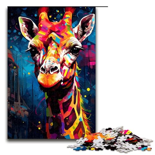 Puzzle für Erwachsene, 1000 Teile, Bunte Giraffe, DIY-Puzzle-Spielzeug, anspruchsvoll zu vervollständigen, Aber lustig und humorvoll, für Teenager ab 14 Jahren, Größe 50 x 75 cm von KJYMNC