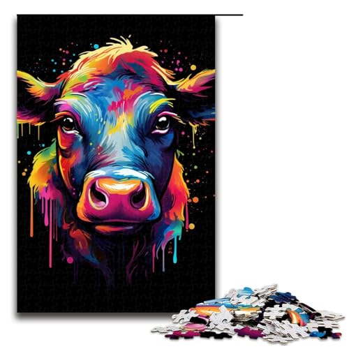Puzzle für Erwachsene, 1000 Teile, Bunte Kuh, DIY-Puzzle-Spielzeug, anspruchsvoll zu vervollständigen, Aber lustig und humorvoll, für Teenager ab 14 Jahren, Größe 50 x 75 cm von KJYMNC