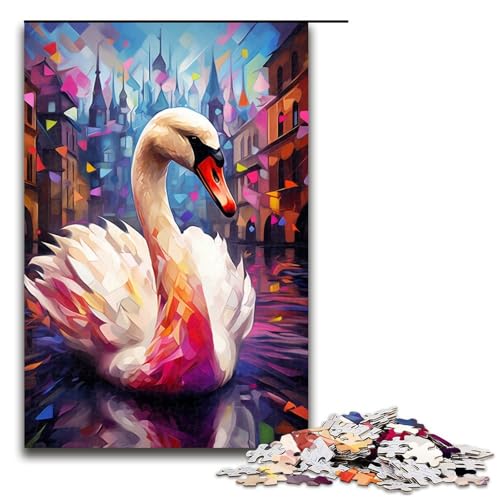 Puzzle für Erwachsene, 1000 Teile, Bunte Schwäne, DIY-Puzzle-Spielzeug, anspruchsvoll zu vervollständigen, Aber lustig und humorvoll, für Teenager ab 14 Jahren, Größe 50 x 75 cm von KJYMNC