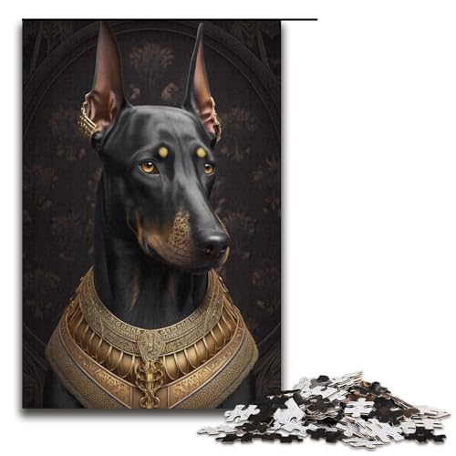 Puzzle für Erwachsene, 1000 Teile, Dobermann-Pinscher, Lernspiel, Herausforderungsspielzeug, Größe 38 x 26 cm von KJYMNC