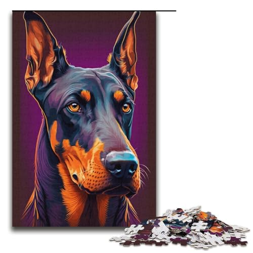 Puzzle für Erwachsene, 1000 Teile, Farbiger Dobermann, DIY-Puzzle, Spielzeug, Weihnachts- und Geburtstagsgeschenke, Größe 38 x 26 cm Puzzle für Erwachsene, 1000 Teile, Farbiger Dobermann, DIY-Puzzle, Spielzeug, Weihnachts- und Geburtstagsgeschenke, Größe 38 x 26 cm von KJYMNC