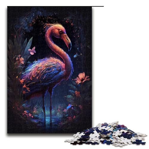 Puzzle für Erwachsene, 1000 Teile, Flamingoblumen-Puzzle, Musterzusammenbau, jedes Teil ist einzigartig – anspruchsvolles Familienspaßspiel, Größe 50 x 75 cm von KJYMNC