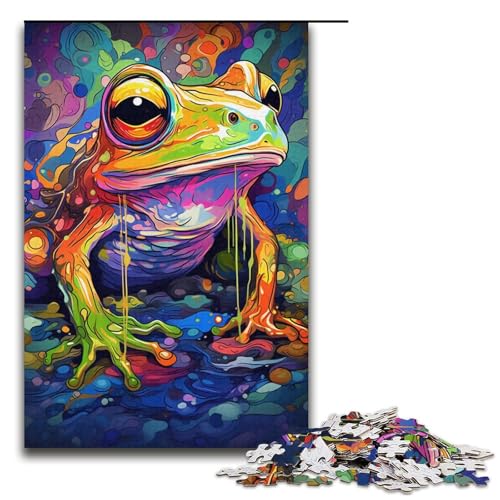 Puzzle für Erwachsene, 1000 Teile, Frosch-Puzzle, Lernspiel, Herausforderungsspielzeug, Größe 38 x 26 cm von KJYMNC