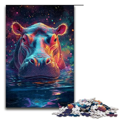 Puzzle für Erwachsene, 1000 Teile, Galaxie-Nilpferd-Puzzle, Lernspiel, Herausforderungsspielzeug, Größe 50 x 75 cm Puzzle für Erwachsene, 1000 Teile, Galaxie-Nilpferd-Puzzle, Lernspiel, Herausforderungsspielzeug, Größe 50 x 75 cm von KJYMNC