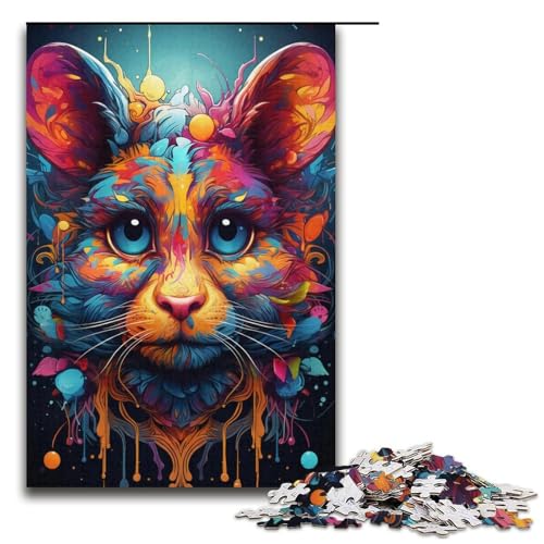 Puzzle für Erwachsene, 1000 Teile, Gemälde, Bunte Maus, Kunst-Puzzle für Lernspiele, Herausforderungsspielzeug, Größe 38 x 26 cm Puzzle für Erwachsene, 1000 Teile, Gemälde, Bunte Maus, Kunst-Puzzle für Lernspiele, Herausforderungsspielzeug, Größe 38 x 26 cm von KJYMNC