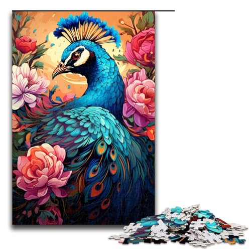 Puzzle für Erwachsene, 1000 Teile, Gemälde, bunter Pfau, Puzzle für Lernspiele, Herausforderungsspielzeug, Größe 50 x 75 cm Puzzle für Erwachsene, 1000 Teile, Gemälde, bunter Pfau, Puzzle für Lernspiele, Herausforderungsspielzeug, Größe 50 x 75 cm von KJYMNC