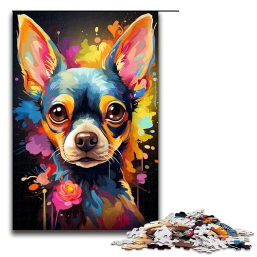 Puzzle für Erwachsene, 1000 Teile, Gemälde, farbenfrohe Chihuahua-Hundekunst, DIY-Puzzle-Spielzeug, anspruchsvoll zu vervollständigen, Aber unterhaltsam und humorvoll, für Teenager ab 14 Jahren, von KJYMNC