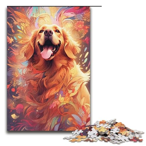 Puzzle für Erwachsene, 1000 Teile, Golden Retriever-Puzzle für Lernspiele, Herausforderungsspielzeug, Größe 38 x 26 cm von KJYMNC