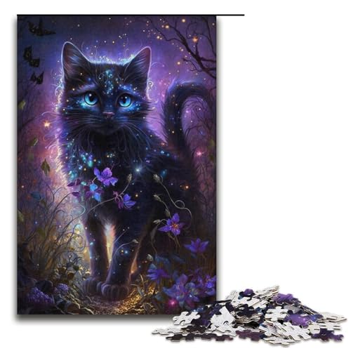 Puzzle für Erwachsene, 1000 Teile, Katzen-Blumen-Galaxie-Puzzle für Lernspiele, Herausforderungsspielzeug, Größe 38 x 26 cm von KJYMNC
