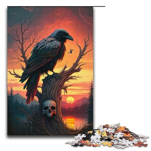 Puzzle für Erwachsene, 1000 Teile, Krähen bei Sonnenuntergang, Puzzle für Erwachsene aus Pappe, anspruchsvoll zu vervollständigen, Aber lustig und humorvoll, Größe 38 x 26 cm von KJYMNC