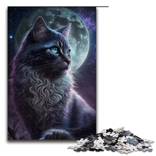 Puzzle für Erwachsene, 1000 Teile, Lila Mondkatze, Puzzle für Lernspiele, Herausforderungsspielzeug, Größe 50 x 75 cm Puzzle für Erwachsene, 1000 Teile, Lila Mondkatze, Puzzle für Lernspiele, Herausforderungsspielzeug, Größe 50 x 75 cm von KJYMNC