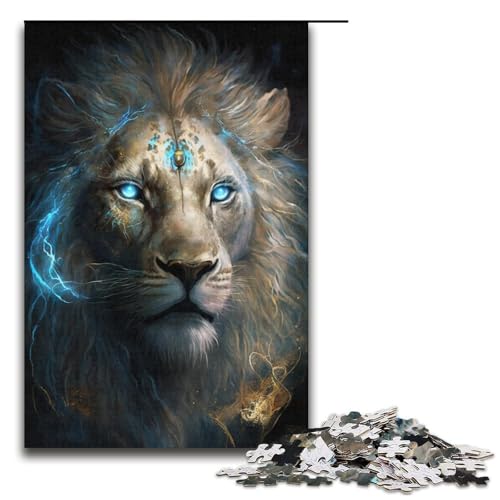 Puzzle für Erwachsene, 1000 Teile, Löwen-Puzzle, Lernspiel, Herausforderungsspielzeug, Größe 38 x 26 cm von KJYMNC