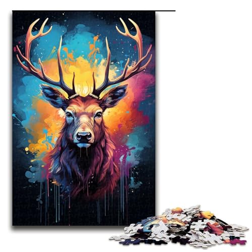 Puzzle für Erwachsene, 1000 Teile, Malerei, Farbe, Elch, DIY-Puzzle, Spielzeug, Weihnachts- und Geburtstagsgeschenke, Größe 50 x 75 cm Puzzle für Erwachsene, 1000 Teile, Malerei, Farbe, Elch, DIY-Puzzle, Spielzeug, Weihnachts- und Geburtstagsgeschenke, Größe 50 x 75 cm von KJYMNC