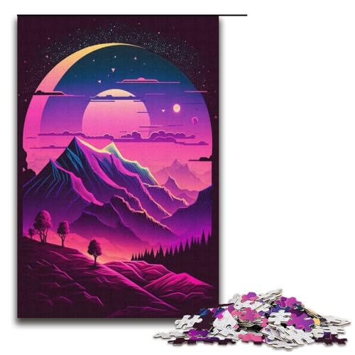 Puzzle für Erwachsene, 1000 Teile, Neon Mountain, DIY-Puzzle-Spielzeug, herausfordernd zu vervollständigen, Aber lustig und humorvoll, für Teenager ab 14 Jahren, Größe 38 x 26 cm von KJYMNC