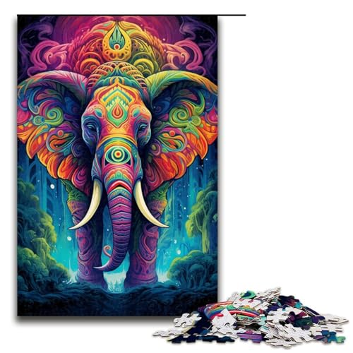 Puzzle für Erwachsene, 1000 Teile, Psychedelischer Elefant, Familien-Aktivitätspuzzle, Anspruchsvoll, Aber lustig und humorvoll, Größe 50 x 75 cm von KJYMNC
