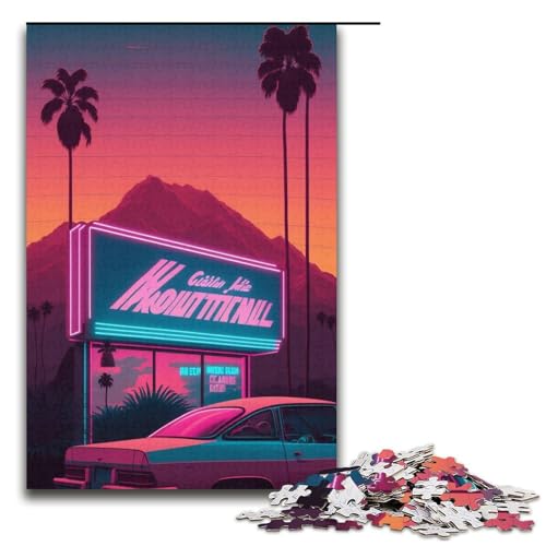 Puzzle für Erwachsene, 1000 Teile, Retro-Straßenszene, DIY-Puzzle-Spielzeug, anspruchsvoll zu vervollständigen, Aber lustig und humorvoll, für Teenager ab 14 Jahren, Größe 38 x 26 cm von KJYMNC