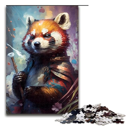 Puzzle für Erwachsene, 1000 Teile, Roter Panda, Gemälde, Familienmuster, Zusammenbauen, ganze Familie, Größe 50 x 75 cm von KJYMNC