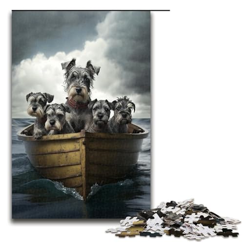 Puzzle für Erwachsene, 1000 Teile, Schnauzer-Welpen, DIY-Puzzle-Spielzeug, herausfordernd zu vervollständigen, Aber lustig und humorvoll, für Teenager ab 14 Jahren, Größe 50 x 75 cm von KJYMNC