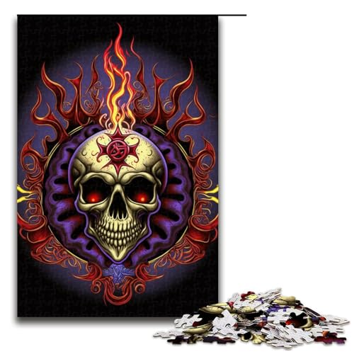 Puzzle für Erwachsene, 1000 Teile, Skelett-Totenkopf-Puzzle für Lernspiele, Herausforderungsspielzeug, Größe 50 x 75 cm von KJYMNC