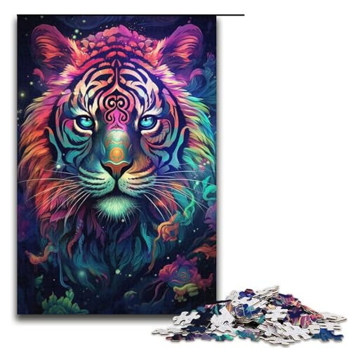 Puzzle für Erwachsene, 1000 Teile, Tiger-Puzzle, Lernspiel, Herausforderungsspielzeug, Größe 38 x 26 cm von KJYMNC
