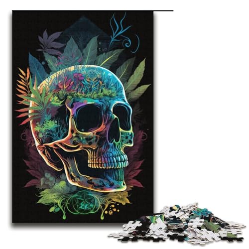 Puzzle für Erwachsene, 1000 Teile, Totenkopf-Puzzle, Lernspiel, Herausforderungsspielzeug, Größe 38 x 26 cm von KJYMNC
