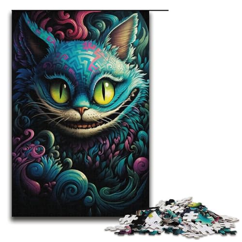 Puzzle für Erwachsene, 1000 Teile, Trippy Cat-Puzzle für Lernspiele, Herausforderungsspielzeug, Größe 38 x 26 cm von KJYMNC