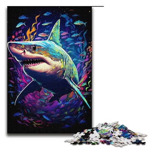 Puzzle für Erwachsene, 1000 Teile, Trippy Shark, Puzzle, Spielzeug, Geschenk, Wanddekoration, einzigartige Geburtstags, Größe 38 x 26 cm Puzzle für Erwachsene, 1000 Teile, Trippy Shark, Puzzle, Spielzeug, Geschenk, Wanddekoration, einzigartige Geburtstags, Größe 38 x 26 cm von KJYMNC