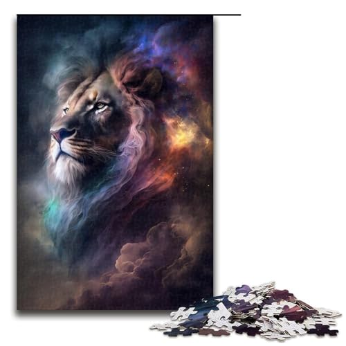 Puzzle für Erwachsene, 1000 Teile, Weltraumlöwe, Holzpuzzle, Spaß für zu Hause, Geburtstagsgeschenk, Reisegeschenk, Größe 50 x 75 cm von KJYMNC
