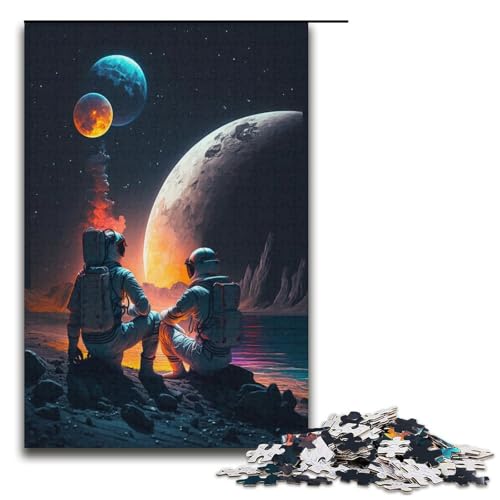 Puzzle für Erwachsene, 1000 Teile, Zwei Astronauten, Puzzle für Lernspiele, Herausforderungsspielzeug, Größe 38 x 26 cm von KJYMNC