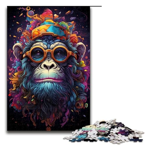 Puzzle für Erwachsene, 1000 Teile, bizarres, buntes Affen-DIY-Puzzle-Spielzeug, herausfordernd zu vervollständigen, Aber lustig und humorvoll, für Teenager ab 14 Jahren, Größe 50 x 75 cm von KJYMNC