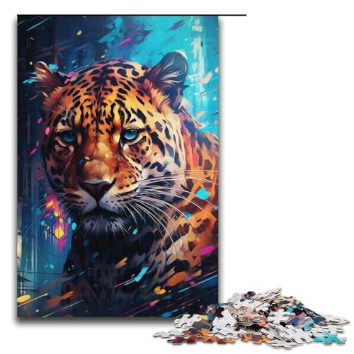 Puzzle für Erwachsene, 1000 Teile, bunter Leopard, DIY-Puzzle, Spielzeug, Weihnachts- und Geburtstagsgeschenke, Größe 38 x 26 cm Puzzle für Erwachsene, 1000 Teile, bunter Leopard, DIY-Puzzle, Spielzeug, Weihnachts- und Geburtstagsgeschenke, Größe 38 x 26 cm von KJYMNC