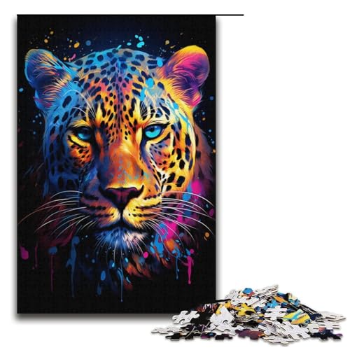 Puzzle für Erwachsene, 1000 Teile, bunter Leopard, DIY-Puzzle, Spielzeug, Weihnachts- und Geburtstagsgeschenke, Größe 38 x 26 cm Puzzle für Erwachsene, 1000 Teile, bunter Leopard, DIY-Puzzle, Spielzeug, Weihnachts- und Geburtstagsgeschenke, Größe 38 x 26 cm von KJYMNC